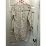 C&C California Size Small Beige White Striped Roll Tab Sleeve Linen Shirt Dress Photo 2