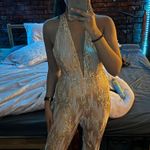 Miss Circle New York Beige Golden Backless Sequin Jumpsuit Photo 1