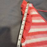 Steve Madden NWOT Crochet Cropped Top Large Striped Coral & White Cap Sleeve Photo 4