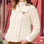 Aran Mor Women's One Button 100% Merino Wool Cream Cardigan NWT Photo 1