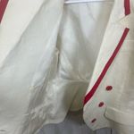 NIPON BOUTIQUE Blazer Size US 6 Cream Red Double Breasted Linen Trimmed Tailored Photo 10