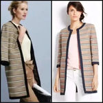 Ann Taylor  3/4” Sleeve Long Rail Stripe Heavyweight Topper Classic Jacket Size S Photo 10