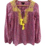 J.Crew J..Crew Starina Floral Embroidered Tassel Peasant Tunic Top Pink Size Small Photo 3