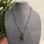 Brighton Y2K Reno Double Sided Reversible Silver tone Heart Charm Pendant Bead Necklace adjustable length #gothic #whimsygoth #celestial #fairy Photo 0