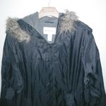Roamans 2X Black Fur Trim Hoodie Weather Jacket Coat Plus Photo 2