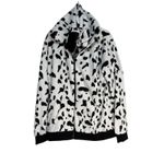 Arvil Hill Dalmatian Print Fleece Hoodie Zip Up Women's XL Black White Cozy Photo 6