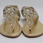 Rouge Helium Women's Rhinostone Thong Slip On Slingback Flat Sandals Gold Sz 7.5 Photo 11