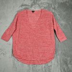 EXPRESS Sweater Womens Medium Red White Marled Chunky Oversized Preppy Comfy Photo 1