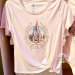 Disney Walt  World Shirt Womens XLarge Pink 50th Anniversary Cinderella's Castle Photo 0