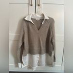 Elan  Cream Effortless Layered Sweater Top Size Medium Minimalist Chic Workwear Photo 2