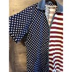 American USA Flag Shirt Vintage Cotton Chambray Patriot Size XXL 20 Button Down Blue Photo 4