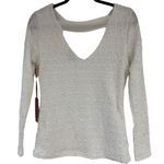 Jennifer Lopez  Long Sleeve Textured Knit Embellished with Beads. Ivory Color. M Photo 1