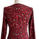 Divided Dress Red Burgundy Animal Print V-Neck Long Sleeve Wrap Dress Size 6 NEW Photo 7