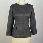 LIBBY Metallic Silver Long Sleeve Blouse Gray Size 6 Photo 0