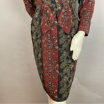 Vintage Dress 80s Pencil Petal Hip Skirt Layer Striped Floral Women Retro Black Red Photo 4