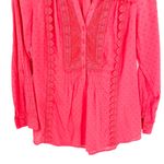 Anthropologie  Leifnotes Coral Embroidered Tunic Swiss Dot Boho Beach Blouse Photo 3