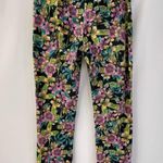 Topshop Floral Print Capri Trousers Capris Cropped Pants Black Multicolor Size 4 Photo 5