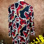 Shavonne Dorsey Chain/Rope Print Asymmetrical Blouse Red/Black L Red Size L Photo 7