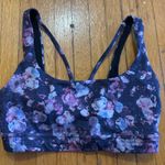 Athleta Exhale Printed Sports Bra Women XS Purple Strappy Watercolor Floral Photo 0