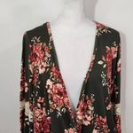 Charlotte Russe Pink and Green Floral Top NWT Size Large Green Wrap Look Top Photo 1