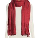 Anthropologie  Women’s warm wine red scarf with fringes One size Photo 0