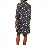 Ming Wang Above-the-Knee Shift Dress - Ruffle V-Neck Cotton Black Polkadot XXS Photo 3
