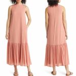 Nordstrom  Sleeveless Seersucker Maxi Dress Pink Desert Size Small Photo 7