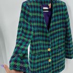Dana Buchman vintage plaid wool double breasted gold buttons tweed size 8 Photo 2