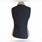 Talbots  Navy Blue Diamond Quilted Vest Sleeveless Zip Jacket Vest Striped Sz 1X Photo 5