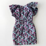 One33 Social Teal 8 The Tiffany Jacquard Cocktail Mini Dress $395 Flare Sleeve Blue Photo 12