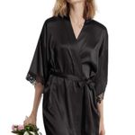 BLACK LACE TRIM DAINTY ROBE size XXL kimono bride bridesmaid NWT Photo 9