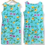 Coldwater Creek  Floral Beaded FLAWS ALTERED Sheath‎ Size 14 Summer Colorful Blue Photo 1