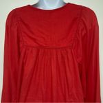 Anthropologie Lucky Brand Floral Embroiderred Flare Sleeve Babydoll Blouse Top Coral Large Photo 7