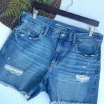 Old Navy Womens Shorts Blue Distressed Denim High Rise Slouchy Cut Off Size 12 Photo 0