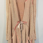 Free People  Beige Pink All Washed Out Asymmetrical Chunky Boho Cardigan Size XS Photo 0