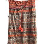 Lucky Brand Sleeveless Boho Geometric Paisley Top With Tassel Details Photo 3
