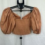 Abercrombie & Fitch Abercrombie O-Ring Puff Sleeve Sweetheart Neck Smocked Cropped Blouse Top XS Photo 7