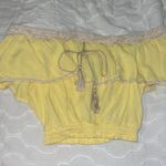 Flying Tomato Yellow Off The Shoulder Ruffle Crop Top Photo 0