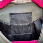 Nour Hammour Erin army green studded leather Biker jacket size FR 36 US 2 4 XS S Photo 7