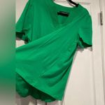 Rafaella NWT  Size L Kelly Green V Neck Short Sleeve Tee Shirt Embroidered Trim Photo 1