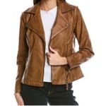 Max Studio Washed Soft Brown Faux Leather Moto Jacket New! Photo 4