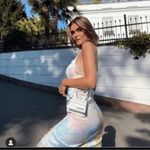 ZARA  pastel tie dye satin rainbow ruched ruched midi dress‎ blogger size XS Photo 5