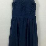 Azazie  Pleated Lace Chiffon Dress Blue Photo 0