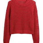 Gap  100% Cotton Crochet Crewneck Sweater Tomato Sauce Red NWT XS Photo 0
