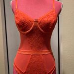 Rachel Roy lace teddy bodysuit in orange/coral size L Photo 0