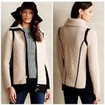 Anthropologie Sparrow Boucle Knit Color Block Wool Blend Sweater Jacket Sz S Black Photo 1