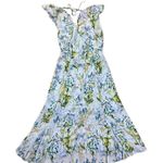 Adelyn Rae ruffle floral midi open back sky blue dress sz M Photo 3