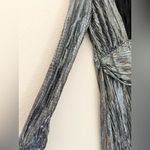 Nasty Gal  Y2K Metallic Disco Maxi Dress Long Sleeve Silver Fairy Goddess Small Photo 5