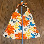 Lands' End  Womens White Orange Blue Floral Halter Tankini Swim Suit Top Size 8 Photo 4