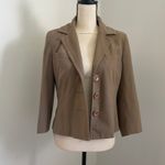 Josephine Chaus Vtg Blazer Jacket 8 Petite Tan 3/4 Sleeve Office Chic Academia Photo 2